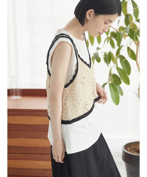 AMERICAN HOLIC（アメリカンホリック）の「SET　カットプルオーバー＋キャミベスト（アンサンブル・レディース・ブラック/ライトベージュ・M/L）」の9枚目の写真