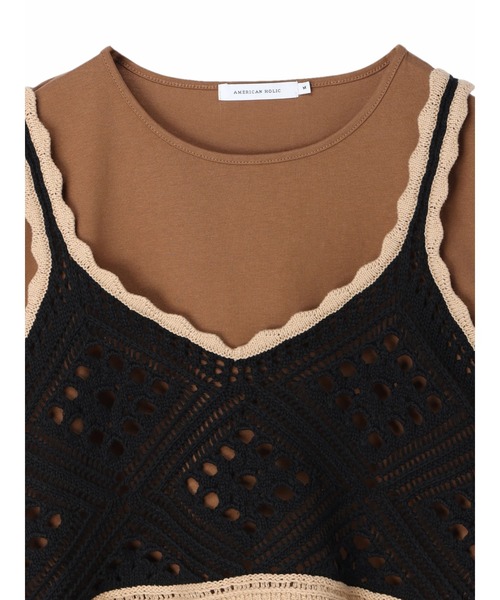 AMERICAN HOLIC（アメリカンホリック）の「SET　カットプルオーバー＋キャミベスト（アンサンブル・レディース・ブラック/ライトベージュ・M/L）」の21枚目の写真