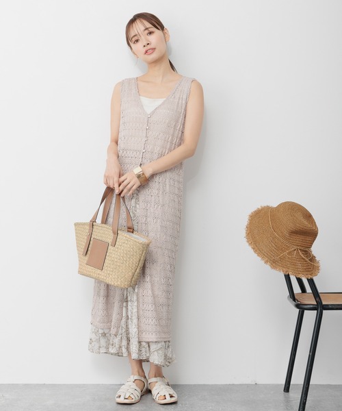 mysty woman(ミスティウーマン)の「レースロングジレワンピース 287704(ワンピース・レディース・ブラック/オフホワイト/マスタード/グレー系その他・FREE)」の7枚目の写真