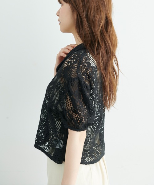 FREE'S MART(フリーズマート)の「開襟ショート丈レースシャツ(シャツ/ブラウス・レディース・ブラック/ホワイト・FREE)」の10枚目の写真