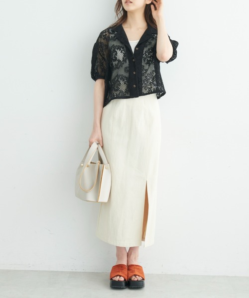 FREE'S MART(フリーズマート)の「開襟ショート丈レースシャツ(シャツ/ブラウス・レディース・ブラック/ホワイト・FREE)」の22枚目の写真