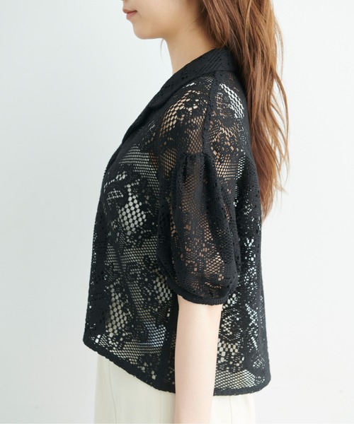 FREE'S MART(フリーズマート)の「開襟ショート丈レースシャツ(シャツ/ブラウス・レディース・ブラック/ホワイト・FREE)」の20枚目の写真