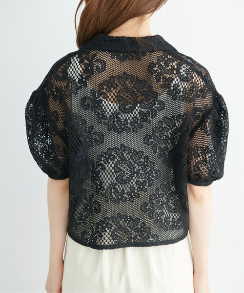 FREE'S MART(フリーズマート)の「開襟ショート丈レースシャツ(シャツ/ブラウス・レディース・ブラック/ホワイト・FREE)」の11枚目の写真