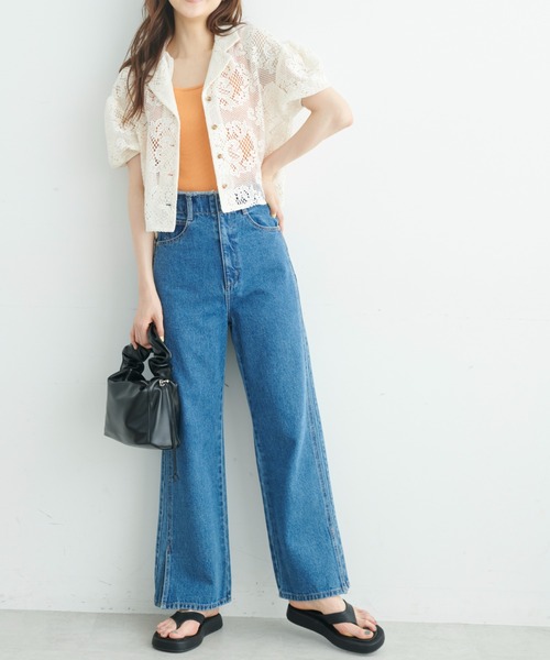 FREE'S MART(フリーズマート)の「開襟ショート丈レースシャツ(シャツ/ブラウス・レディース・ブラック/ホワイト・FREE)」の17枚目の写真