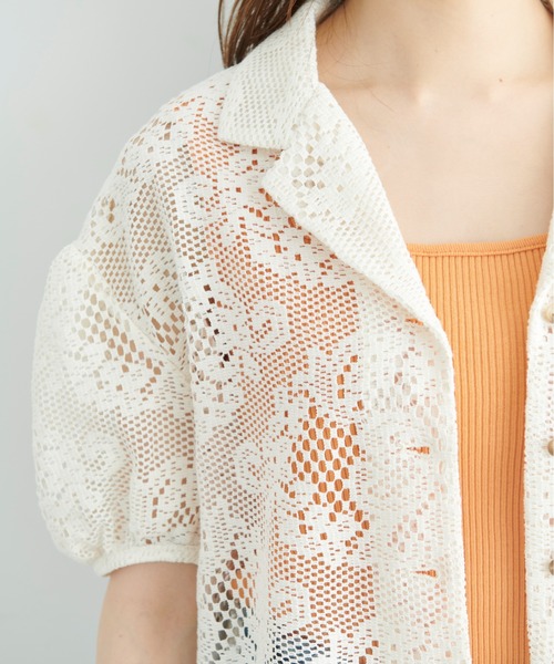 FREE'S MART(フリーズマート)の「開襟ショート丈レースシャツ(シャツ/ブラウス・レディース・ブラック/ホワイト・FREE)」の12枚目の写真