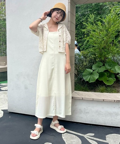 FREE'S MART(フリーズマート)の「開襟ショート丈レースシャツ(シャツ/ブラウス・レディース・ブラック/ホワイト・FREE)」の4枚目の写真