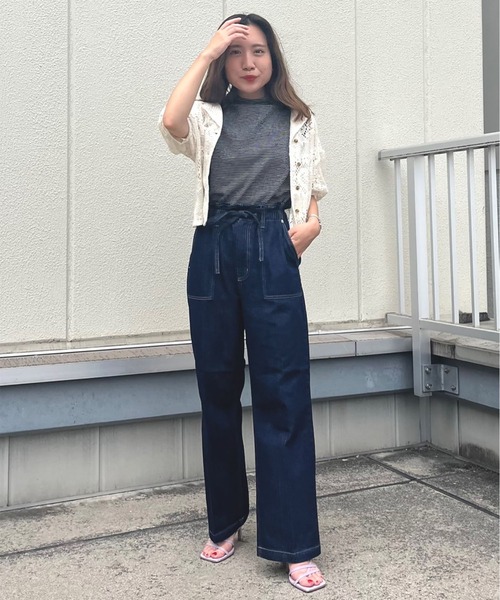 FREE'S MART(フリーズマート)の「開襟ショート丈レースシャツ(シャツ/ブラウス・レディース・ブラック/ホワイト・FREE)」の5枚目の写真