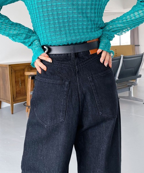 PAGEBOY(ページボーイ)の「ダッドワイドジーンズ(デニムパンツ・レディース・ブラック/インディゴブルー/ブルー・25inch/26inch/27inch)」の5枚目の写真