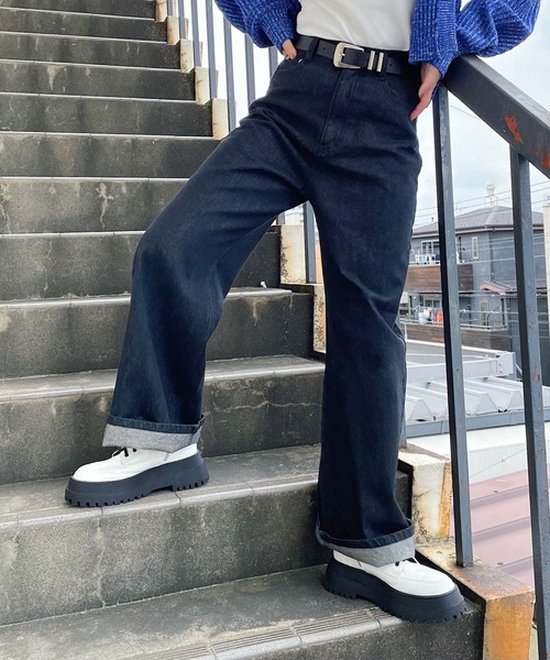 PAGEBOY(ページボーイ)の「ダッドワイドジーンズ(デニムパンツ・レディース・ブラック/インディゴブルー/ブルー・25inch/26inch/27inch)」の8枚目の写真