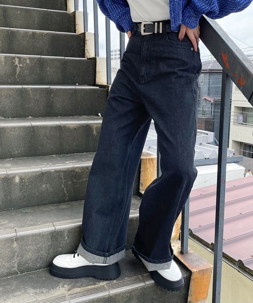 PAGEBOY(ページボーイ)の「ダッドワイドジーンズ(デニムパンツ・レディース・ブラック/インディゴブルー/ブルー・25inch/26inch/27inch)」の9枚目の写真