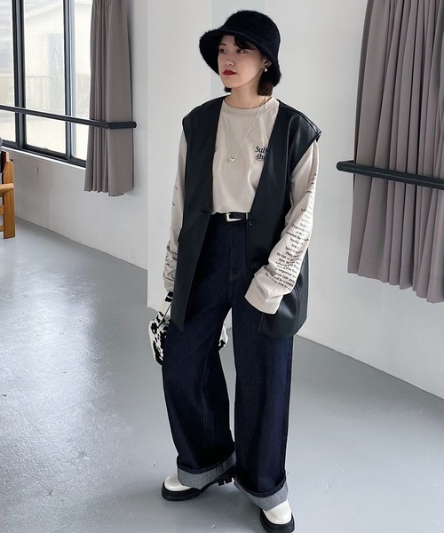 PAGEBOY(ページボーイ)の「ダッドワイドジーンズ(デニムパンツ・レディース・ブラック/インディゴブルー/ブルー・25inch/26inch/27inch)」の12枚目の写真