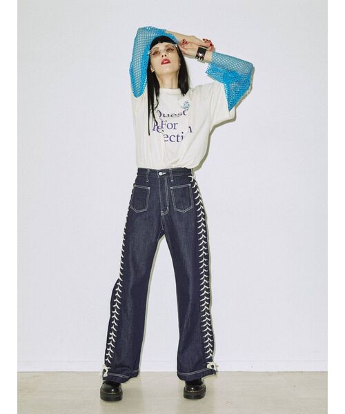 jouetie（ジュエティ）の「ハンドステッチライク BIG Tシャツ（Tシャツ/カットソー・レディース・ブラック/ピンク/アイボリー・MEDIUM）」の11枚目の写真