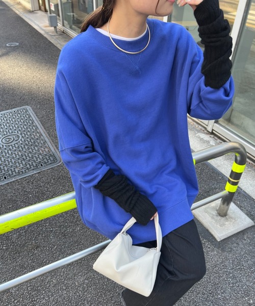 PUAL CE CIN（ピュアルセシン）の「裏起毛チュニックプルオーバー（スウェット・レディース・ベージュ/グレイッシュベージュ/ピンク/ブルー系/ブラック/イエロー・FREE）」の4枚目の写真