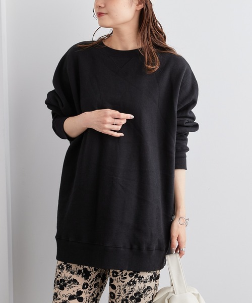 PUAL CE CIN（ピュアルセシン）の「裏起毛チュニックプルオーバー（スウェット・レディース・ベージュ/グレイッシュベージュ/ピンク/ブルー系/ブラック/イエロー・FREE）」の12枚目の写真