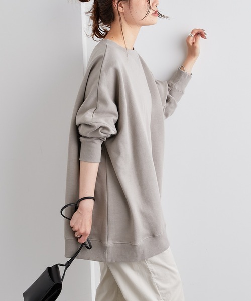 PUAL CE CIN（ピュアルセシン）の「裏起毛チュニックプルオーバー（スウェット・レディース・ベージュ/グレイッシュベージュ/ピンク/ブルー系/ブラック/イエロー・FREE）」の20枚目の写真