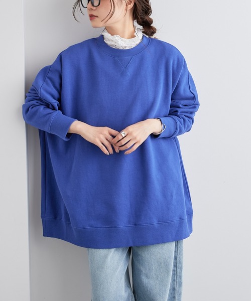 PUAL CE CIN（ピュアルセシン）の「裏起毛チュニックプルオーバー（スウェット・レディース・ベージュ/グレイッシュベージュ/ピンク/ブルー系/ブラック/イエロー・FREE）」の21枚目の写真