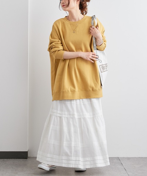 PUAL CE CIN（ピュアルセシン）の「裏起毛チュニックプルオーバー（スウェット・レディース・ベージュ/グレイッシュベージュ/ピンク/ブルー系/ブラック/イエロー・FREE）」の10枚目の写真