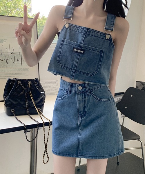 SALE！早い者勝ち！ヒスミニ8点まとめ売り♡ セット meJane（ミージェーン）の「デニムビスチェ+台形ミニスカート