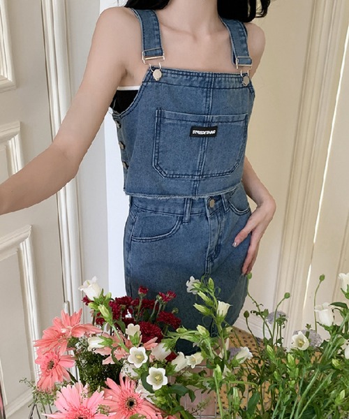 meJane（ミージェーン）の「デニムビスチェ+台形ミニスカート