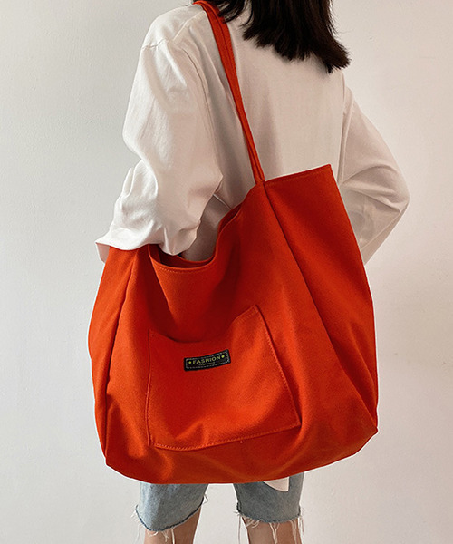 c.u.l(シーユーエル)の「キャンパスカラートートバッグ cula408(トートバッグ・レディース・グリーン/ピンク/オレンジ/ブルー/アイボリー/ブラック・FREE)」の6枚目の写真