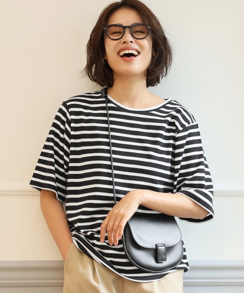 coca(coca)(コカ)の「ボーダースムースTee(Tシャツ/カットソー・レディース・ブラック/ネイビー/ピンク・M/L)」の2枚目の写真