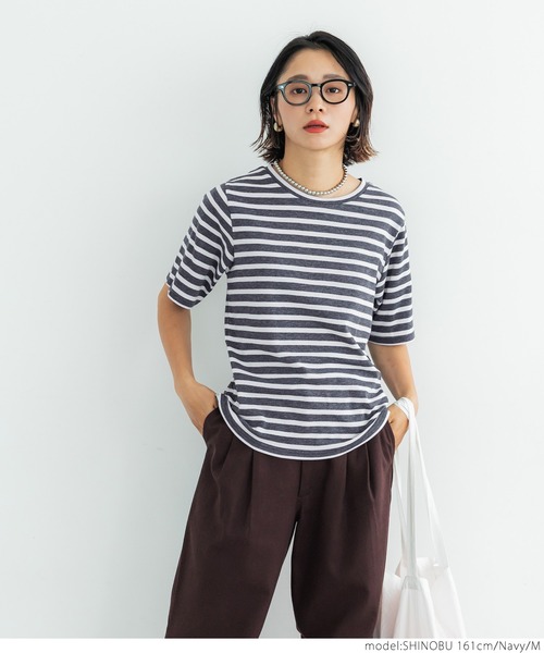 coca(coca)(コカ)の「ボーダースムースTee(Tシャツ/カットソー・レディース・ブラック/ネイビー/ピンク・M/L)」の11枚目の写真