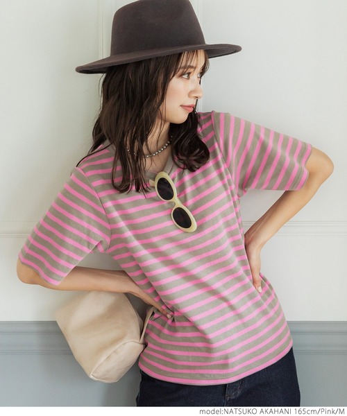 coca(coca)(コカ)の「ボーダースムースTee(Tシャツ/カットソー・レディース・ブラック/ネイビー/ピンク・M/L)」の14枚目の写真