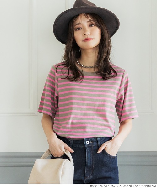 coca(coca)(コカ)の「ボーダースムースTee(Tシャツ/カットソー・レディース・ブラック/ネイビー/ピンク・M/L)」の16枚目の写真