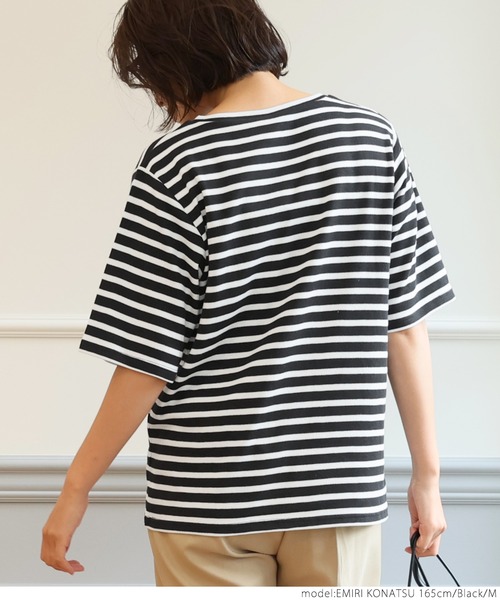 coca(coca)(コカ)の「ボーダースムースTee(Tシャツ/カットソー・レディース・ブラック/ネイビー/ピンク・M/L)」の7枚目の写真