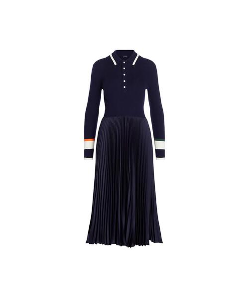 Polo Ralph Lauren ハイブリッド セータープリ―テッド ドレス ハイブリッド セータープリ―テッド ドレス | ポロ ラルフ