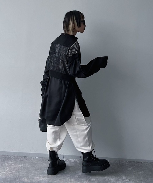 PAGEBOY（ページボーイ）の「CORE / ZIPショートニットプルオーバー（ニット/セーター・レディース・ブラック/オフホワイト・FREE）」の18枚目の写真