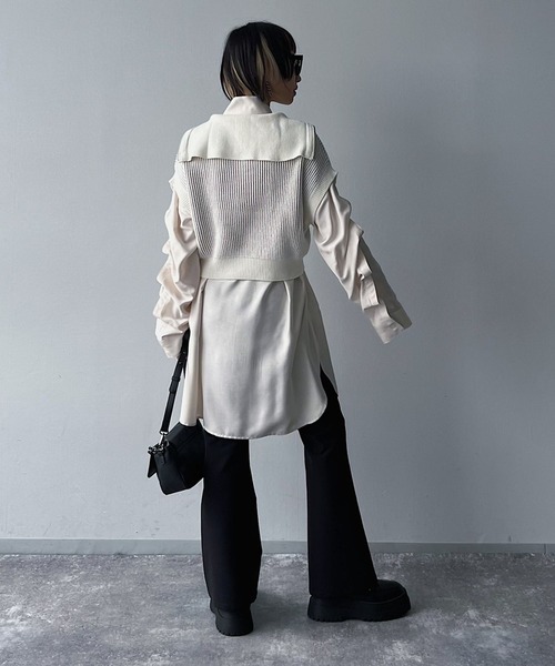 PAGEBOY（ページボーイ）の「CORE / ZIPショートニットプルオーバー（ニット/セーター・レディース・ブラック/オフホワイト・FREE）」の17枚目の写真