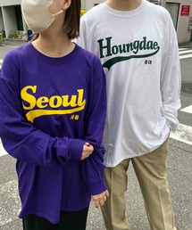 【GILDAN/ギルダン】韓国シティ カレッジロゴ プリントロングTシャツ ユニセックス/韓国/KOREA