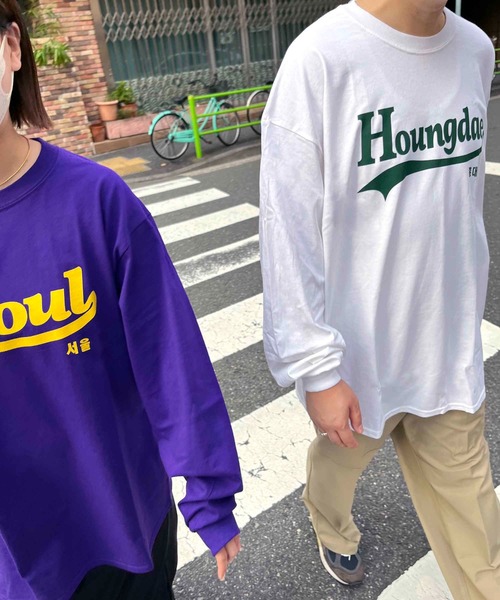 GILDAN(ギルダン)の「【GILDAN/ギルダン】韓国シティ カレッジロゴ プリントロングTシャツ ユニセックス/韓国/KOREA(Tシャツ/カットソー・メンズ・ホワイト/ブラック/パープル/グリーン・LL/3L/L)」の15枚目の写真