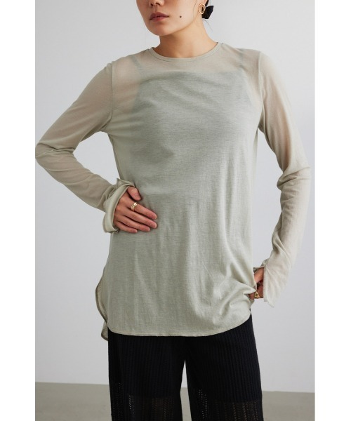 STYLEMIXER(スタイルミキサー)の「ロングスリーブスキントップ(Tシャツ/カットソー・レディース・ブラック/ライトカーキ/ブルー/ホワイト・FREE)」の4枚目の写真