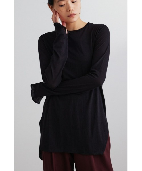 STYLEMIXER(スタイルミキサー)の「ロングスリーブスキントップ(Tシャツ/カットソー・レディース・ブラック/ライトカーキ/ブルー/ホワイト・FREE)」の3枚目の写真