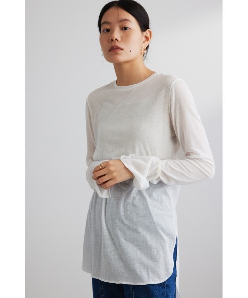 STYLEMIXER(スタイルミキサー)の「ロングスリーブスキントップ(Tシャツ/カットソー・レディース・ブラック/ライトカーキ/ブルー/ホワイト・FREE)」の6枚目の写真