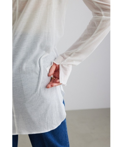 STYLEMIXER(スタイルミキサー)の「ロングスリーブスキントップ(Tシャツ/カットソー・レディース・ブラック/ライトカーキ/ブルー/ホワイト・FREE)」の11枚目の写真