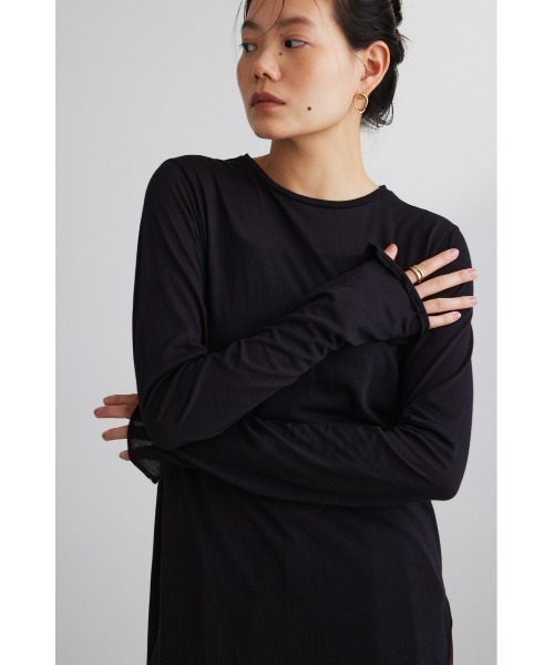 STYLEMIXER(スタイルミキサー)の「ロングスリーブスキントップ(Tシャツ/カットソー・レディース・ブラック/ライトカーキ/ブルー/ホワイト・FREE)」の16枚目の写真