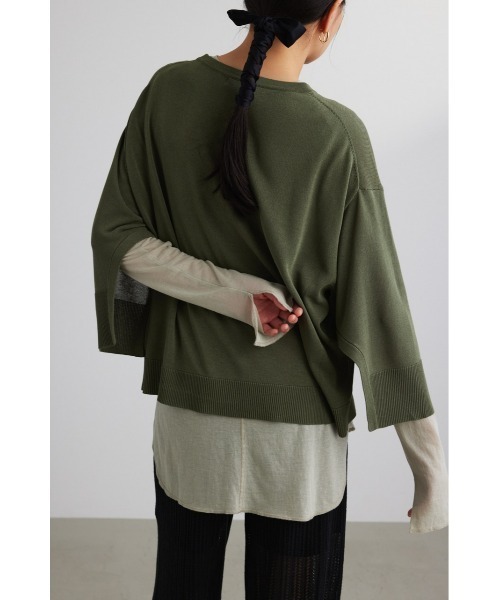 STYLEMIXER(スタイルミキサー)の「ロングスリーブスキントップ(Tシャツ/カットソー・レディース・ブラック/ライトカーキ/ブルー/ホワイト・FREE)」の22枚目の写真