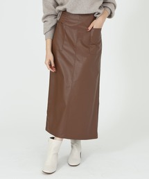 abahouse mavie | フェイクスエード&レザータイトロングスカート(スカート)
