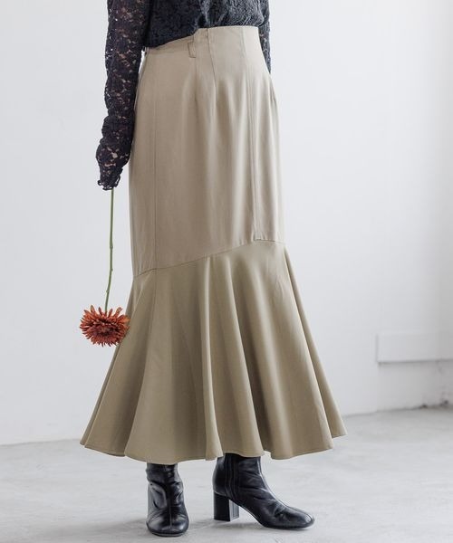 mysty woman(ミスティウーマン)の「マーメイド異素材スカート 162795(スカート・レディース・ダークブラウン/ライトベージュ・FREE)」の1枚目の写真