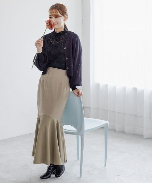 mysty woman(ミスティウーマン)の「マーメイド異素材スカート 162795(スカート・レディース・ダークブラウン/ライトベージュ・FREE)」の13枚目の写真