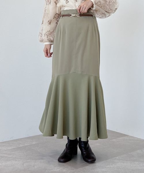 mysty woman(ミスティウーマン)の「マーメイド異素材スカート 162795(スカート・レディース・ダークブラウン/ライトベージュ・FREE)」の11枚目の写真