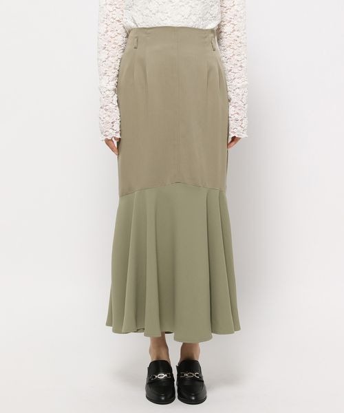 mysty woman(ミスティウーマン)の「マーメイド異素材スカート 162795(スカート・レディース・ダークブラウン/ライトベージュ・FREE)」の14枚目の写真