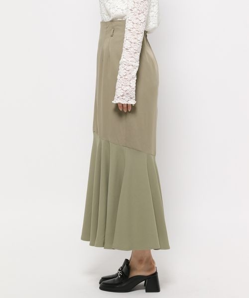 mysty woman(ミスティウーマン)の「マーメイド異素材スカート 162795(スカート・レディース・ダークブラウン/ライトベージュ・FREE)」の6枚目の写真