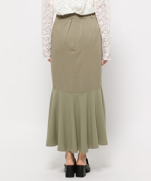 mysty woman(ミスティウーマン)の「マーメイド異素材スカート 162795(スカート・レディース・ダークブラウン/ライトベージュ・FREE)」の4枚目の写真