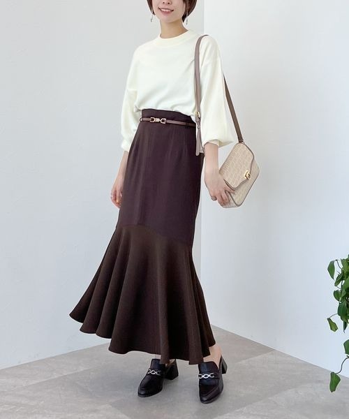 mysty woman(ミスティウーマン)の「マーメイド異素材スカート 162795(スカート・レディース・ダークブラウン/ライトベージュ・FREE)」の15枚目の写真