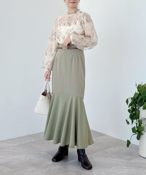 mysty woman(ミスティウーマン)の「マーメイド異素材スカート 162795(スカート・レディース・ダークブラウン/ライトベージュ・FREE)」の9枚目の写真