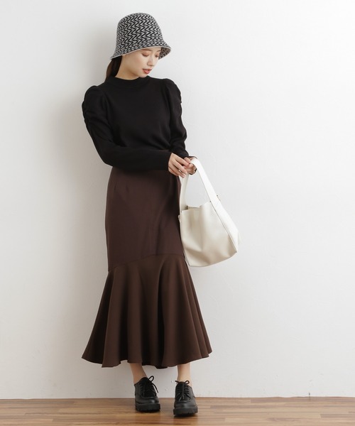 mysty woman(ミスティウーマン)の「マーメイド異素材スカート 162795(スカート・レディース・ダークブラウン/ライトベージュ・FREE)」の19枚目の写真